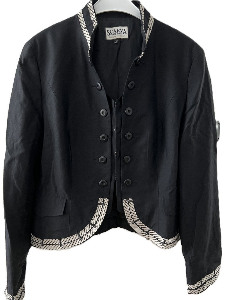 SCARVA jasje zwart met camel accenten - maat 44, Verzenden, Zwart, Maat 42/44 (L), Zo goed als nieuw