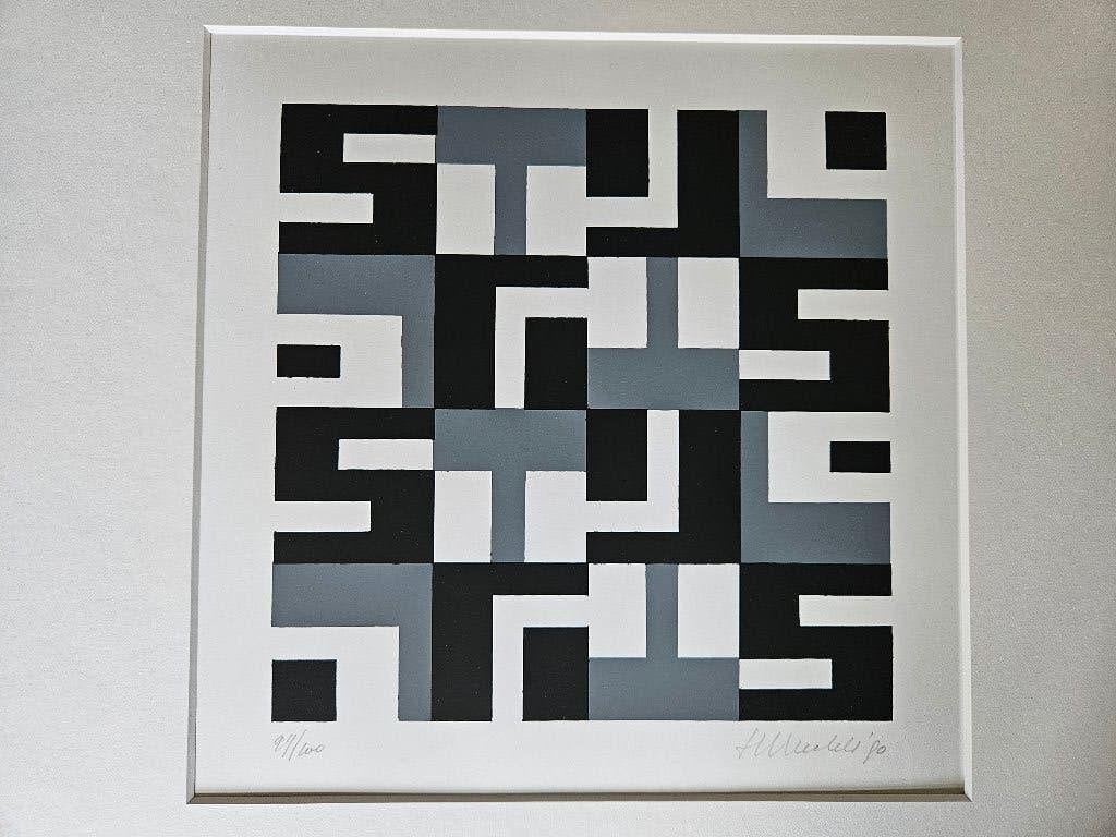 Litho Henk Miechels, Compositie X11., Gelimiteerde oplage, Ophalen of Verzenden, Abstract, Lithografie