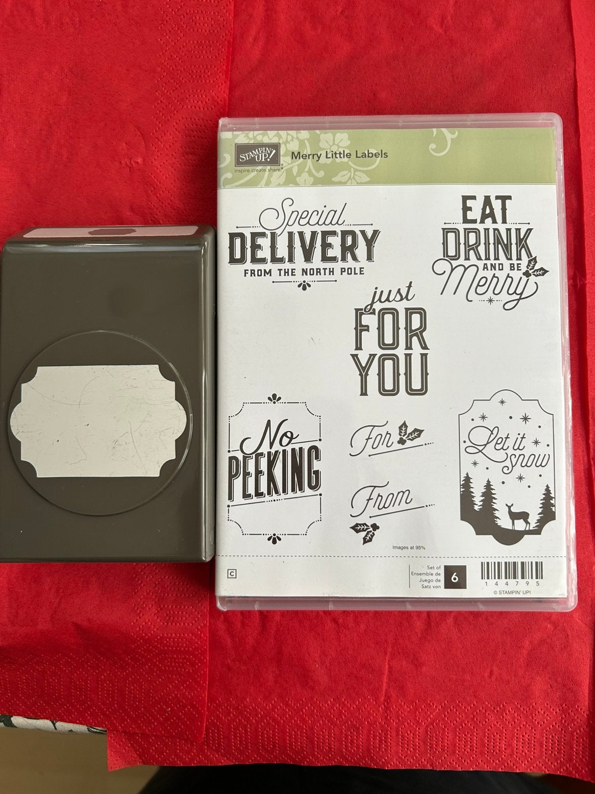 Stampin’ up Merry Little Labels stempelset en pons, Ophalen of Verzenden, Zo goed als nieuw, Overige typen