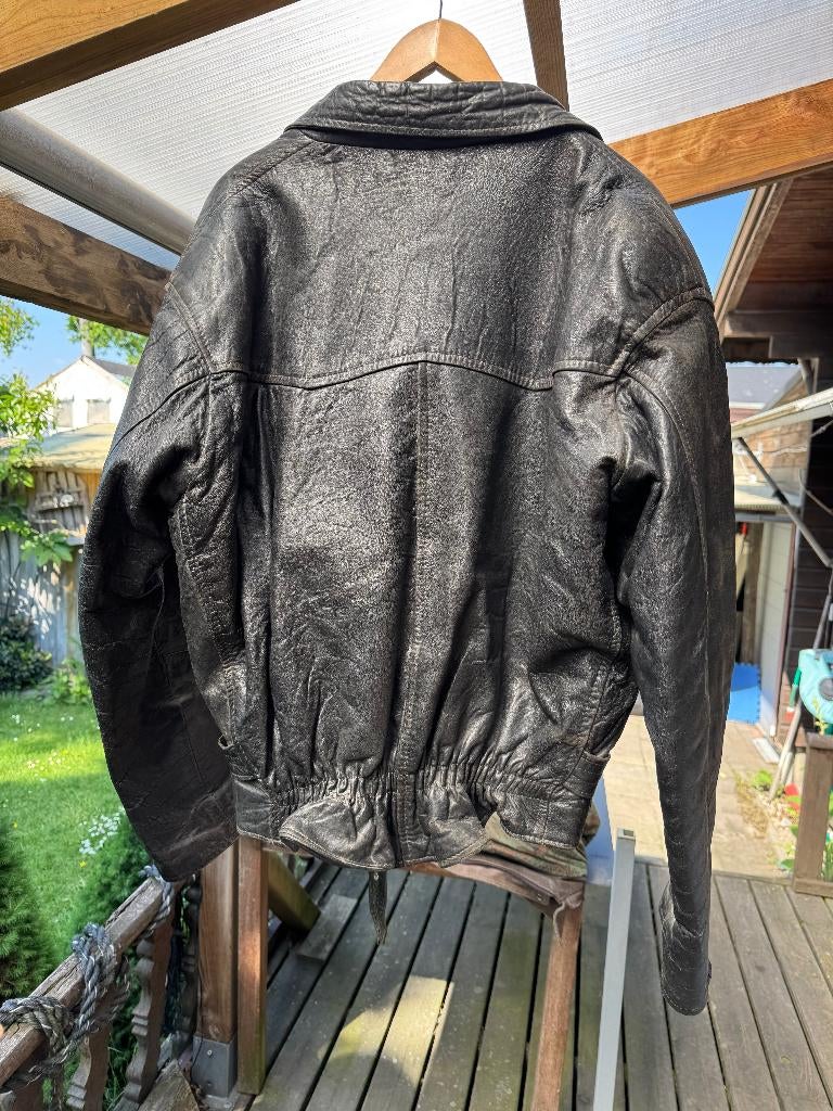 vintage motor bikers jack zwaar leder XXL, Ophalen of Verzenden, Gedragen, Overige maten, Zwart