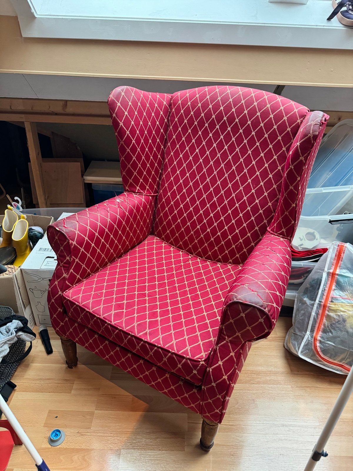 Gratis fauteuil rood stoel, Ophalen, Gebruikt, Stof, 75 tot 100 cm