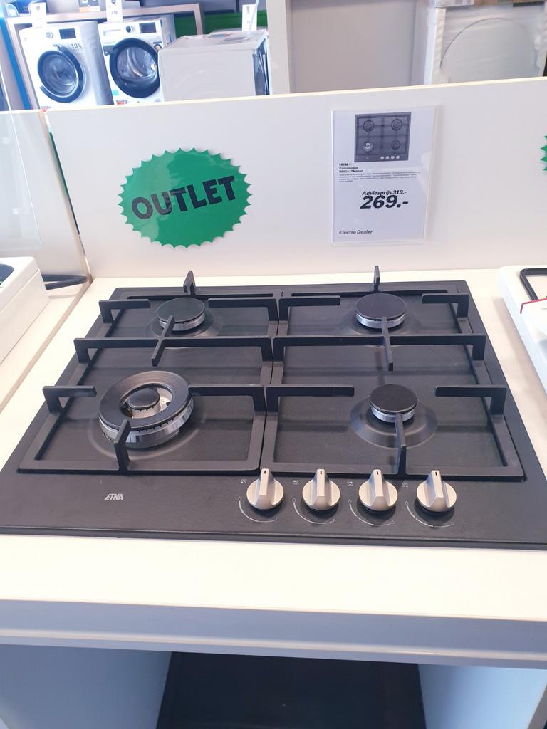 ETNA Gas Kookplaat ️Zwart ️56cm✅ ️Nieuw & Garantie, Ophalen, Nieuw, 4 kookzones, Energieklasse A of zuiniger