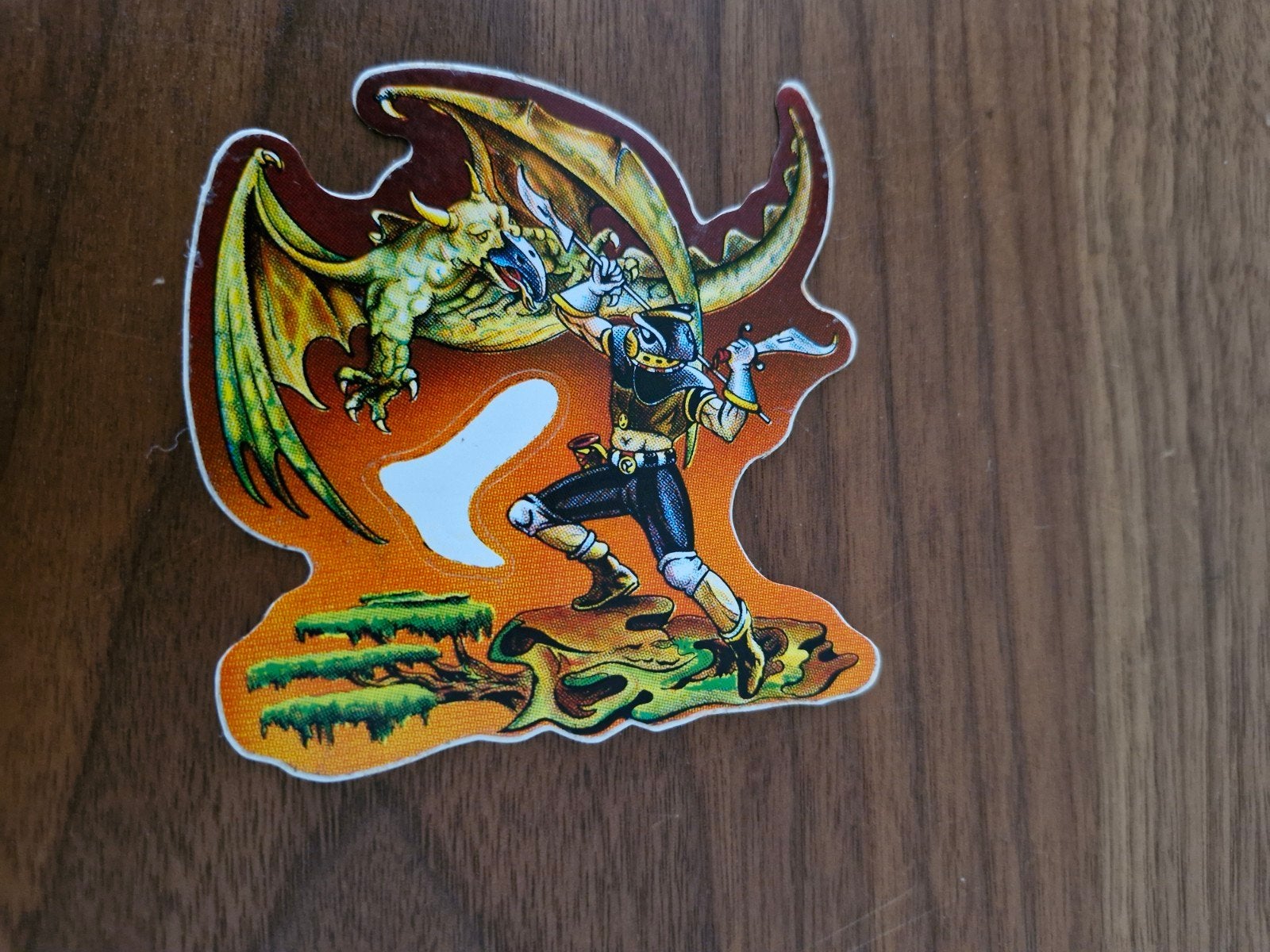 468 Vintage Sticker Draak en Ridder, Ophalen of Verzenden, Zo goed als nieuw, Overige typen
