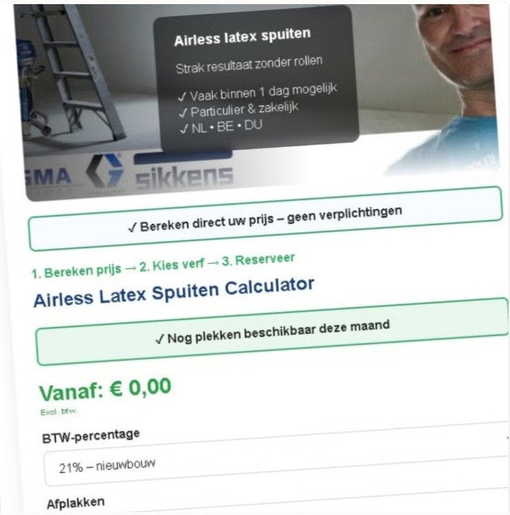 Huis/pand wit gespoten in 1 dag | online prijscalculatie, Ophalen, Overige materialen, Nieuw, 250 cm of meer
