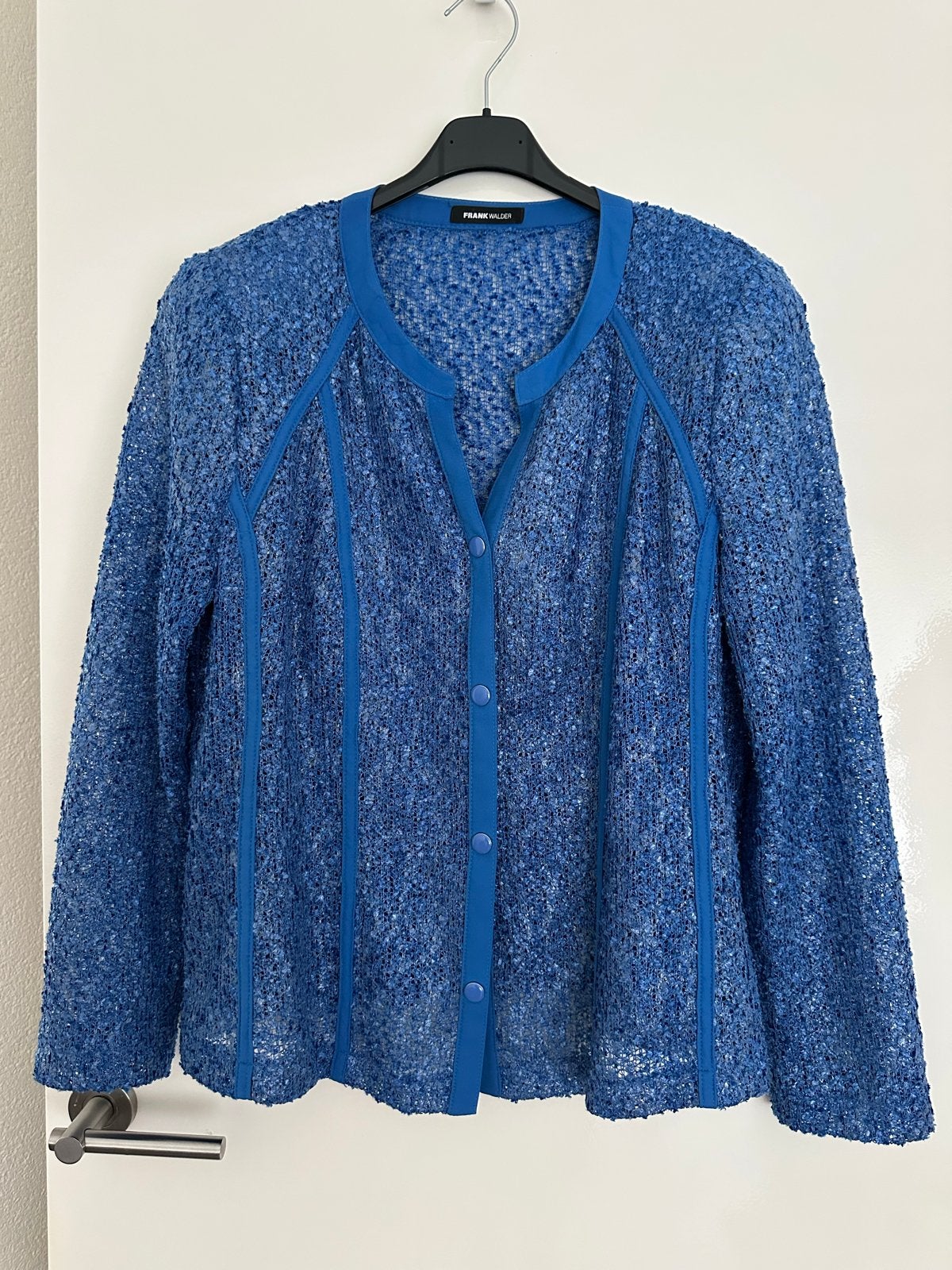Frank Walder blauw jasje met knopen mt 44, Ophalen of Verzenden, Zo goed als nieuw, Maat 42/44 (L), Blauw