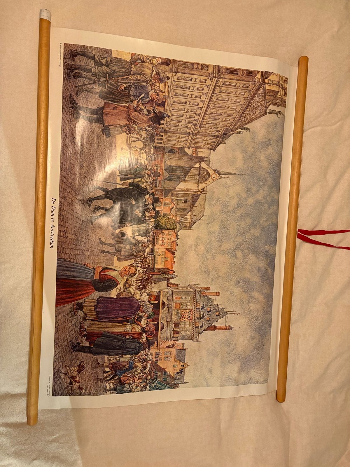 Historische Schoolplaat "De Dam te Amsterdam" (1666), Antiek en Kunst, Antiek | Schoolplaten, Ophalen, Geschiedenis