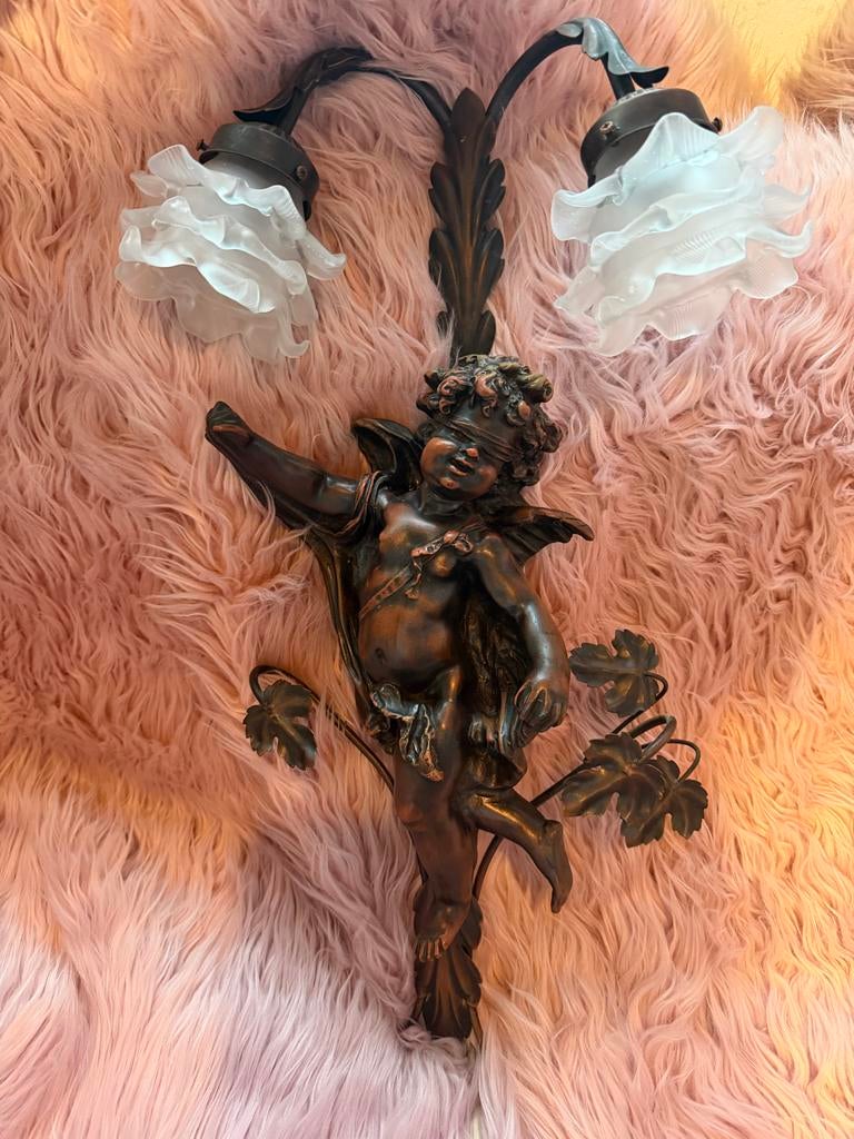 Antieke Cherubijn Wandlamp - Barok/Rococo Stijl, Ophalen of Verzenden