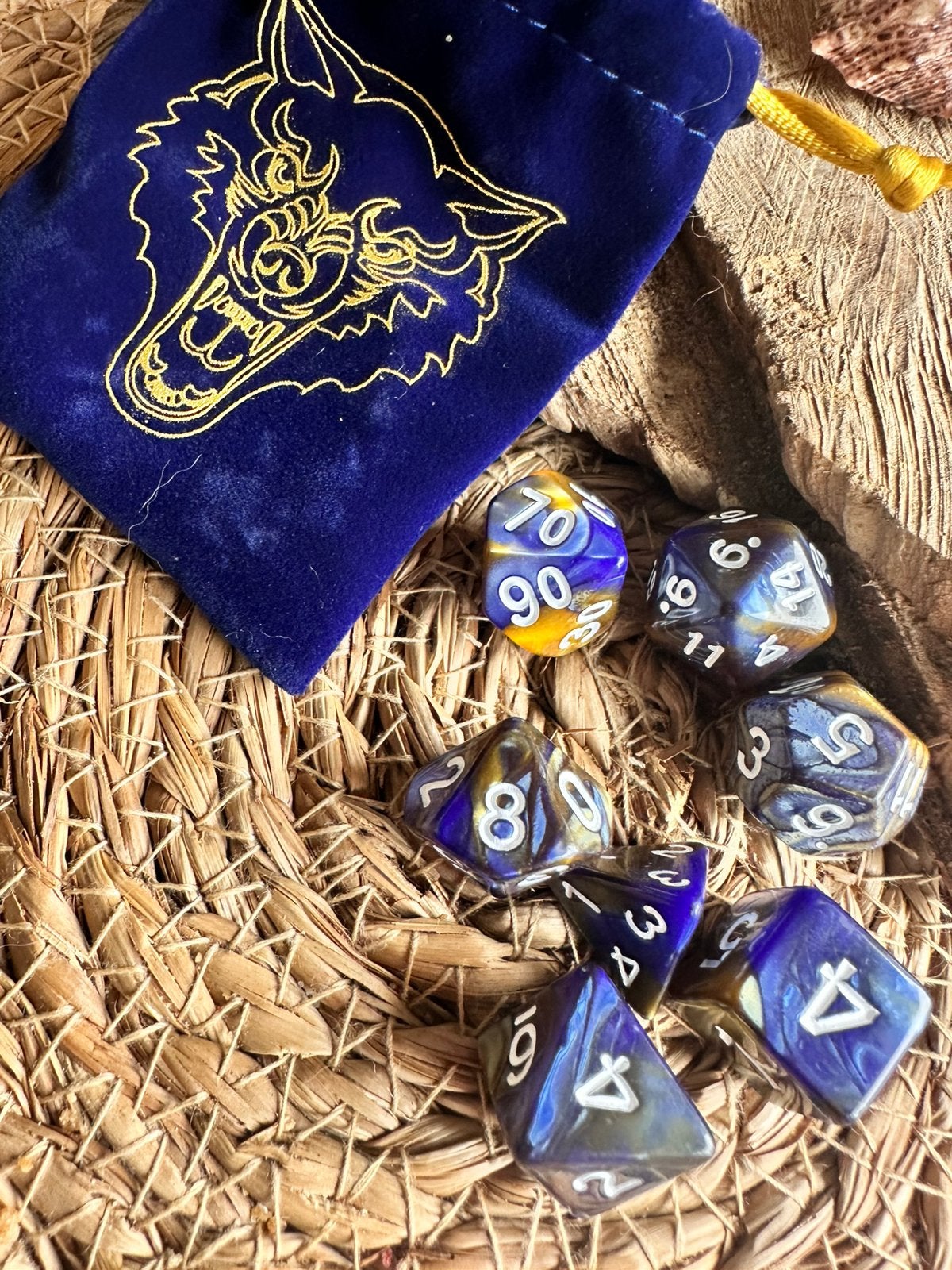 DND dice / blauw - bronze / dobbelstenen / RPG / D&D, Ophalen of Verzenden, Nieuw, Overige soorten