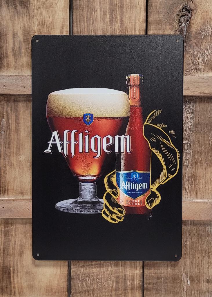 Affligem bier fles glas reclamebord van metaal wandbord deco, Ophalen of Verzenden, Nieuw, Reclamebord, Plaat of Schild, Overige merken