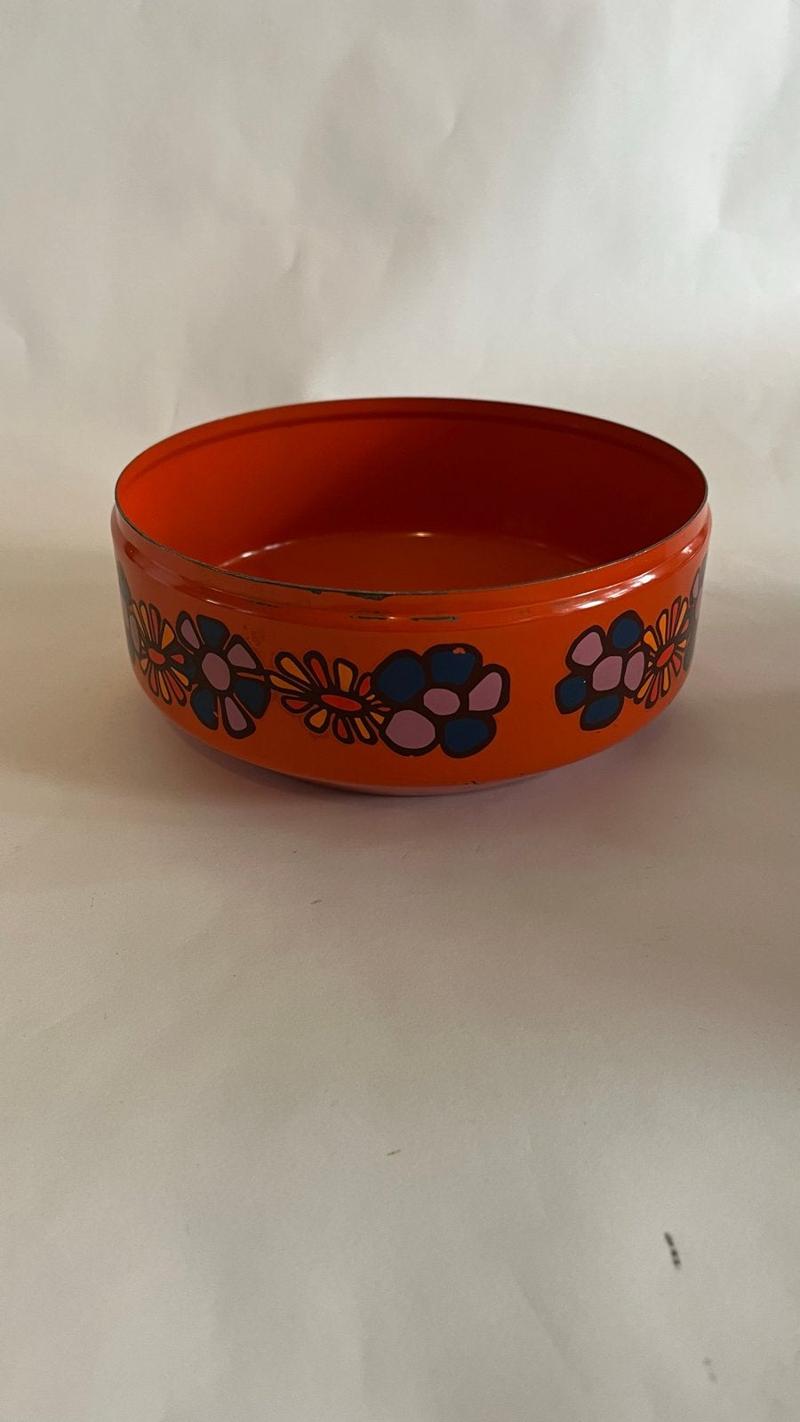 Vintage Oranje Emaille brabantia diane koekblik, Verzenden