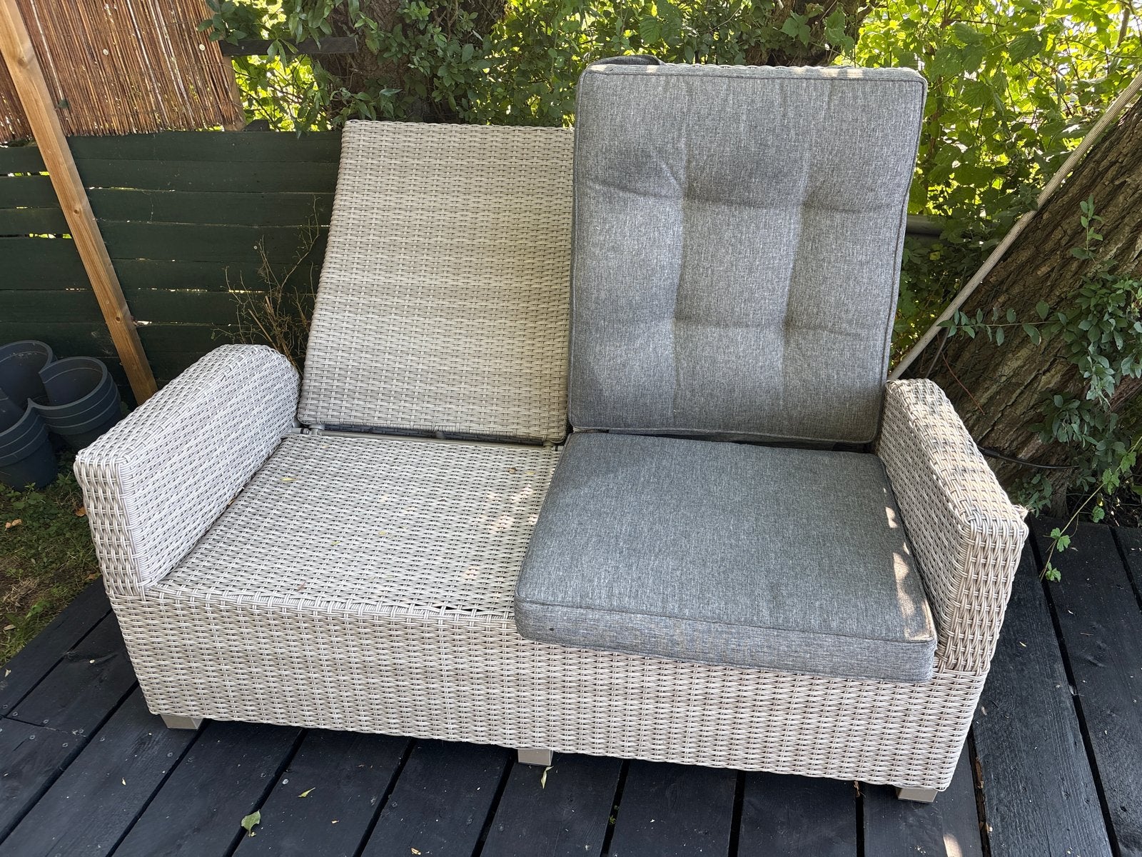 Wicker Loungeset - 2-zitsbank met verstelbare rugleuning, Tuin en Terras, Gebruikt, Loungeset, Wicker, Bank