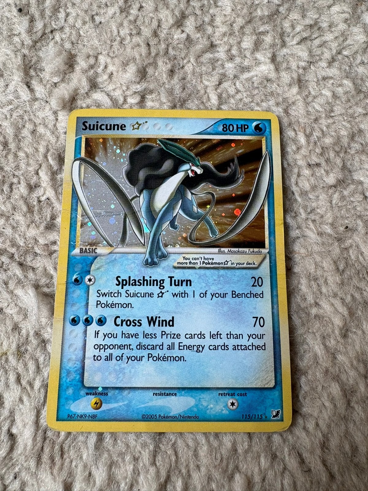 Pokemon kaart Suicune goldstar 115/115, Ophalen of Verzenden, Zo goed als nieuw