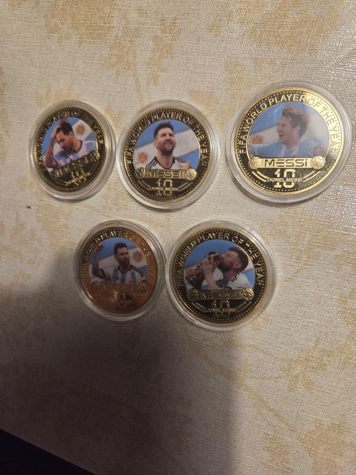 Set van 5 Lionel Messi FIFA World Player of the Year munten, Ophalen of Verzenden