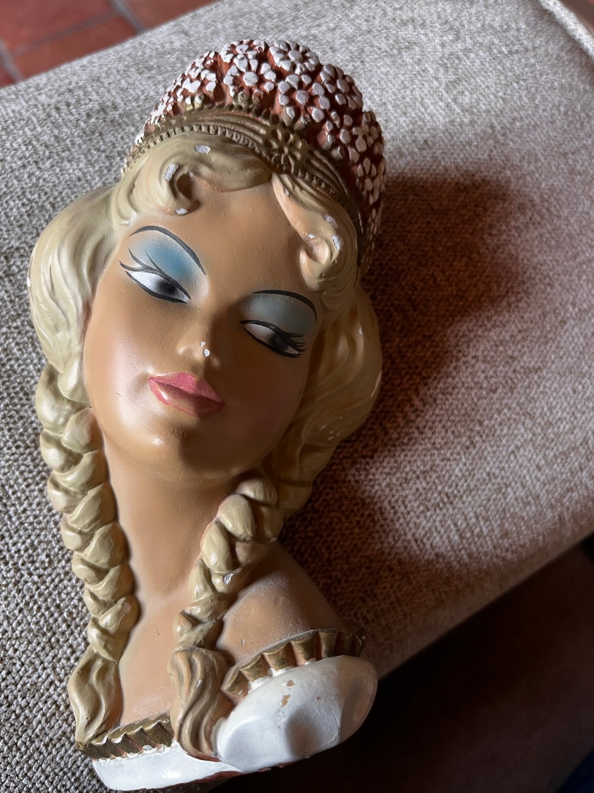 Vintage Alex Vecola wanddecoratie - Hoofd van een vrouw, Antiek en Kunst, Ophalen of Verzenden