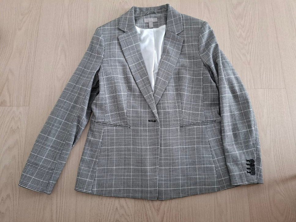 Geruite blazer maat 44, H&M, Zwart, Maat 42/44 (L), Nieuw