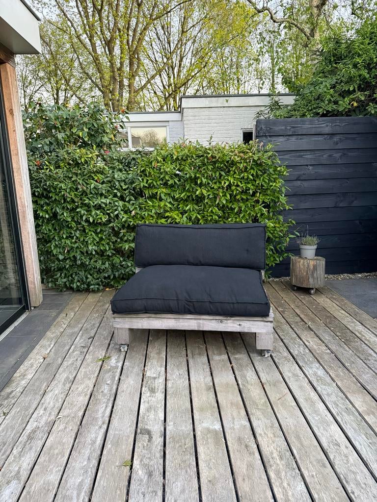 Douglas houten bank met kussen, Ophalen, Gebruikt, Hout