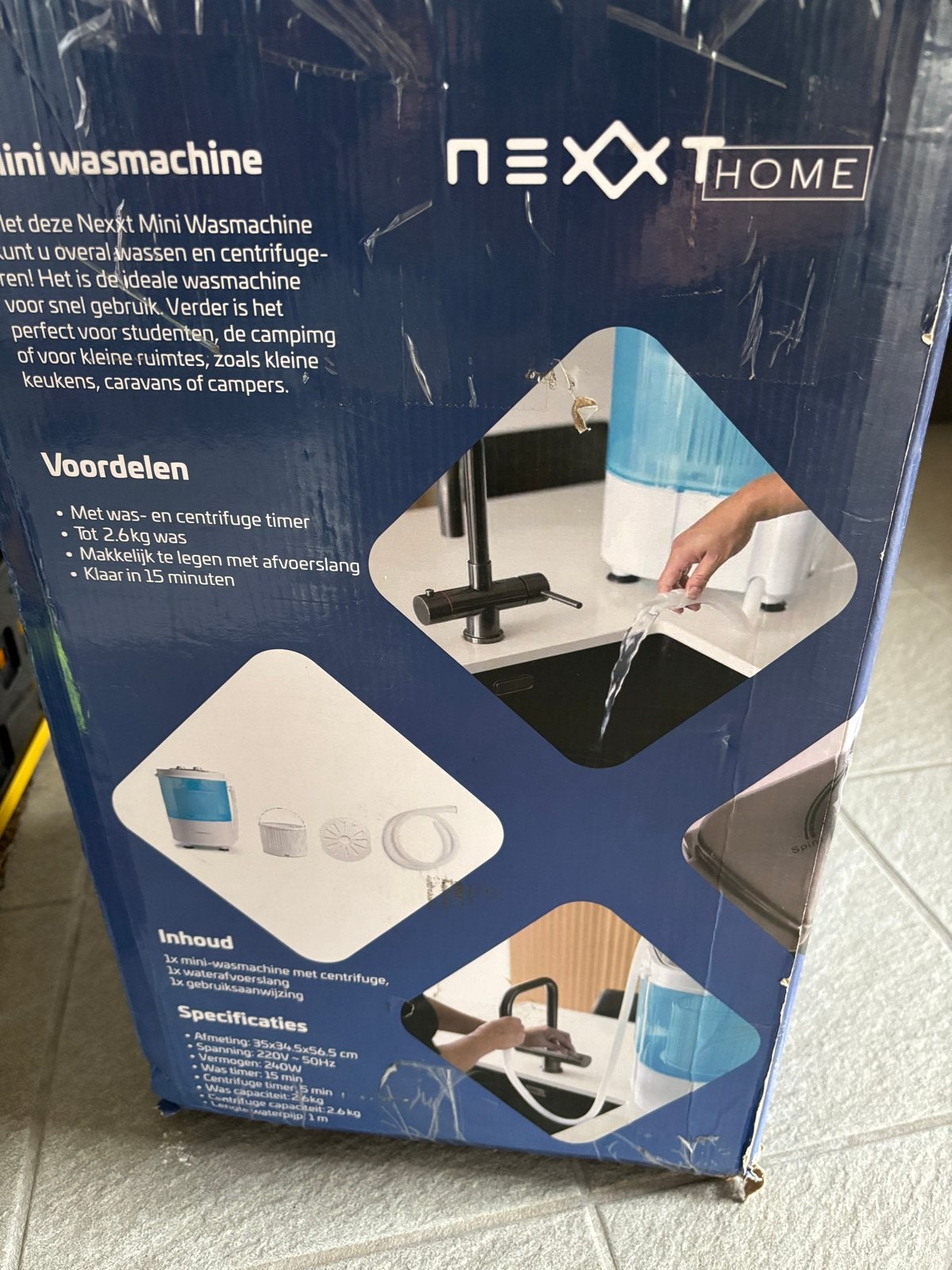 NEXt HOME Mini Wasmachine - Compact en Draagbaar, Ophalen, Minder dan 1200 toeren, Minder dan 85 cm, Minder dan 4 kg