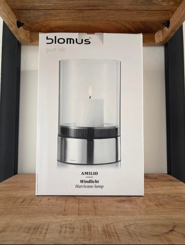 Blomus windlicht "Amilio", Huis en Inrichting, Woonaccessoires | Kandelaars en Kaarsen, Nieuw, Ophalen of Verzenden, Metaal, Grijs