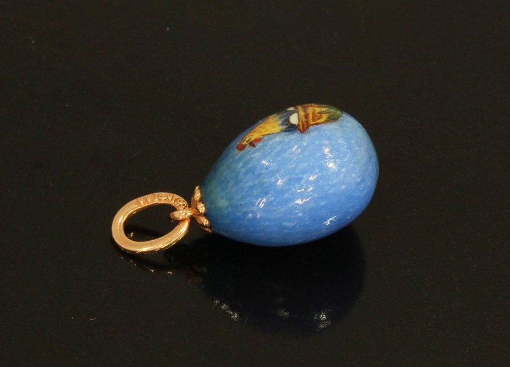 Rusland ei faberge 14k gouden hanger ketting kip fraai, Voordeelsieraden, Ophalen of Verzenden, Zo goed als nieuw, Met edelsteen