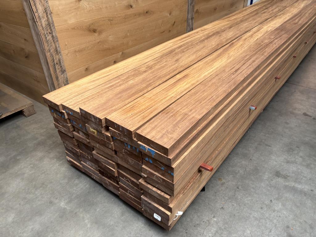 45x180 / 95x95 MM Iroko geschaafde balk gedroogd, irokohout, Tuin en Terras, Palen, Balken en Planken, Nieuw, Hardhout