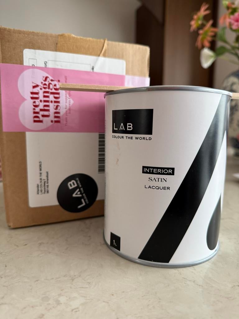 LAB Zijdeglans verf Diamond Dust NO. 232 - 1 Liter, Doe-het-zelf en Verbouw, Verf, Beits en Lak, Overige kleuren, Ophalen of Verzenden