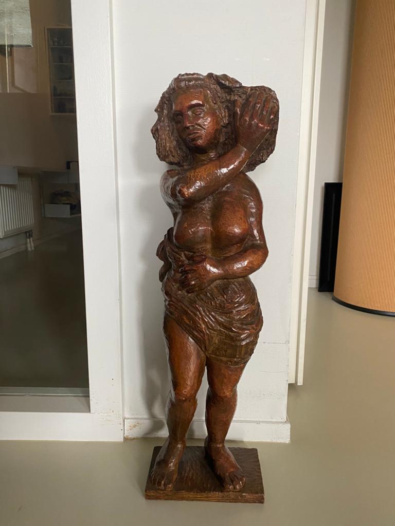 Houtenberld Hubert Bekman, Antiek en Kunst, Houtsnijwerk, Handgemaakt, Hout, Bruin