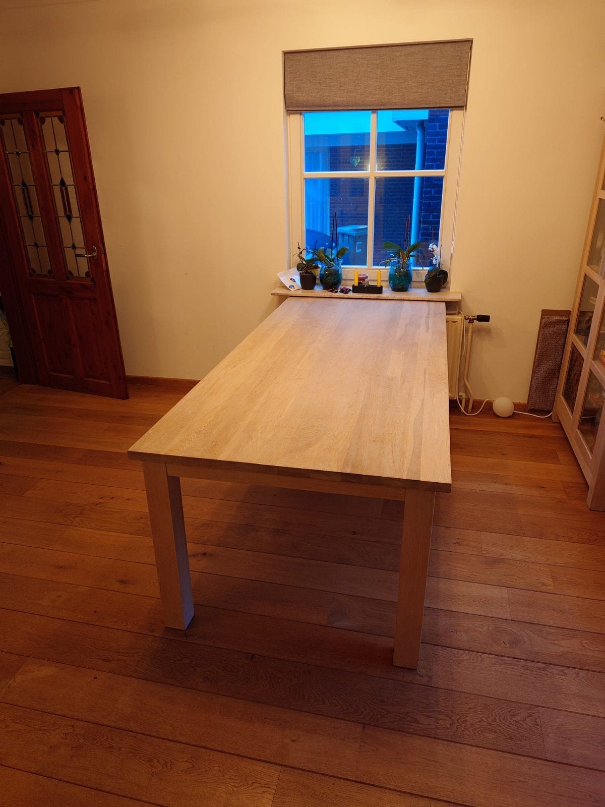 Robuuste Eiken Eettafel - 220x100 cm, Huis en Inrichting, Tafels | Eettafels, Ophalen, Gebruikt, Eikenhout, 200 cm of meer