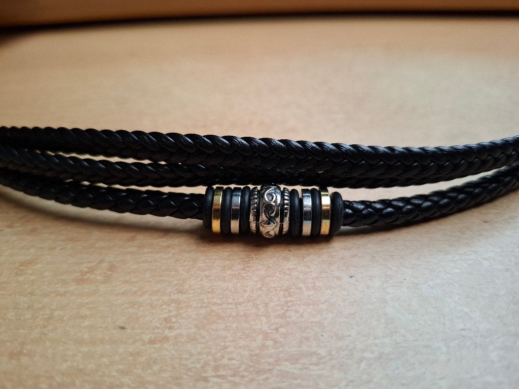 Modieuze roestvrijstalen PU-leren armband met touw nieuw, Ophalen of Verzenden, Nieuw, Zilver, Overige materialen