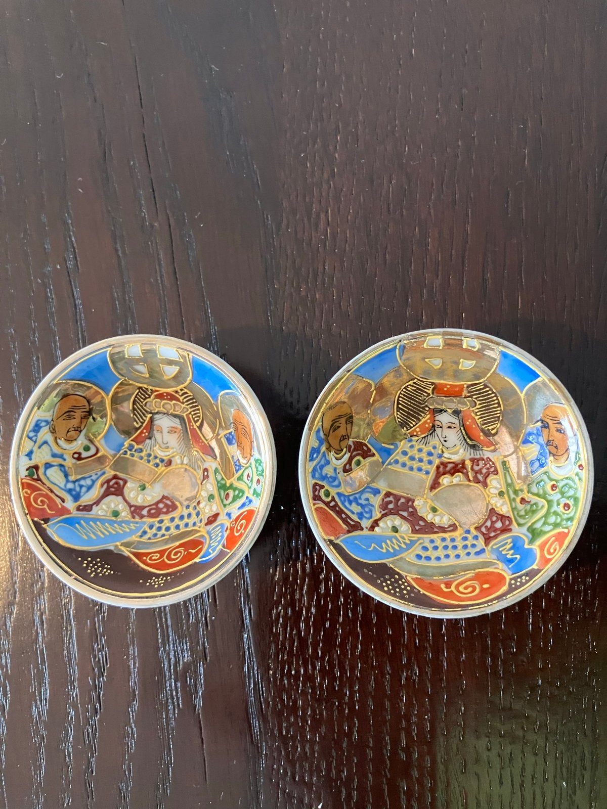 Set van 2 antieke Japanse Satsuma schoteltjes, Antiek en Kunst, Ophalen
