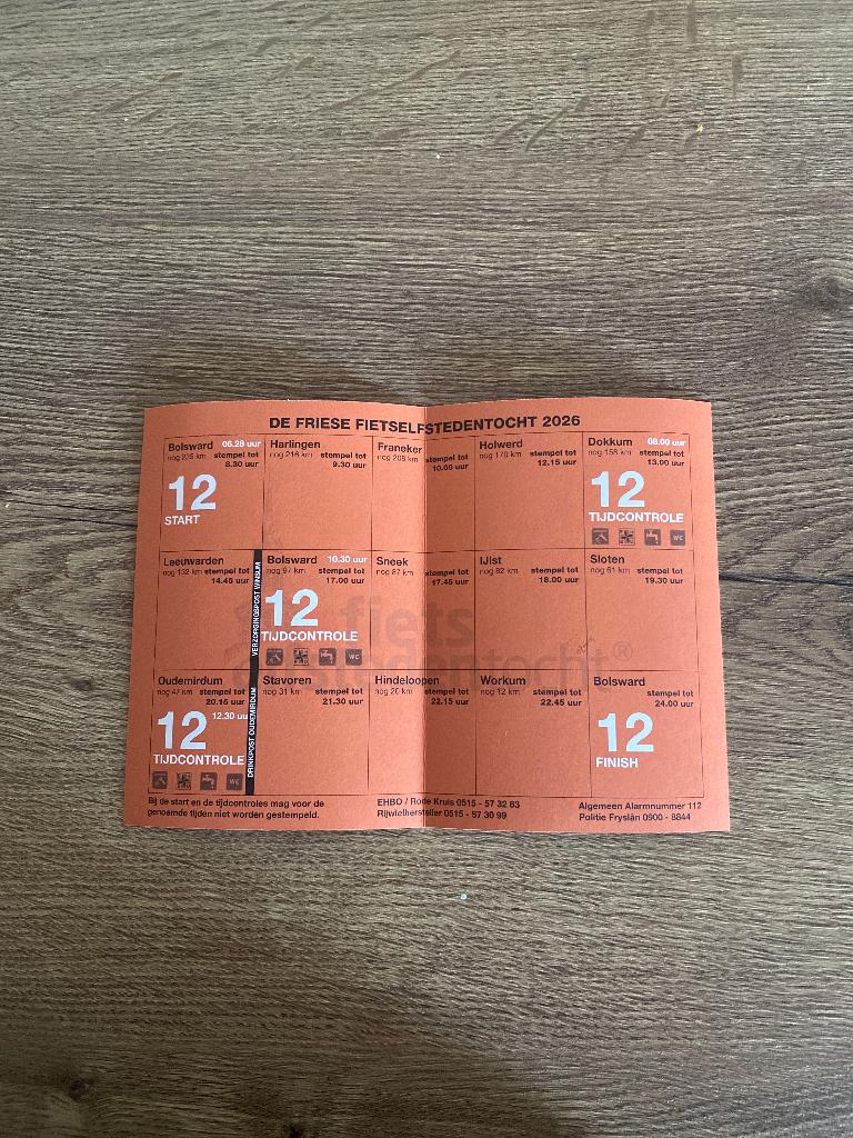 Fiets Elfstedentocht startbewijs kaart, Tickets en Kaartjes, Eén persoon