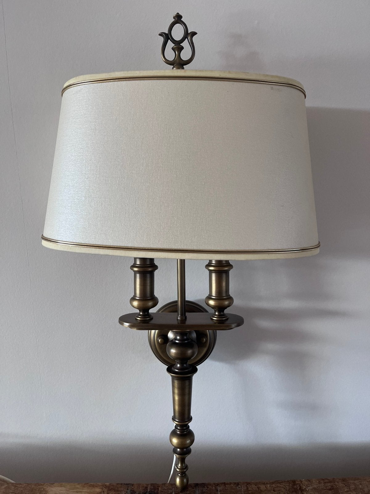 Sfeervolle messing bouilotte wandlamp met ovale kap 2-lichts, Ophalen of Verzenden