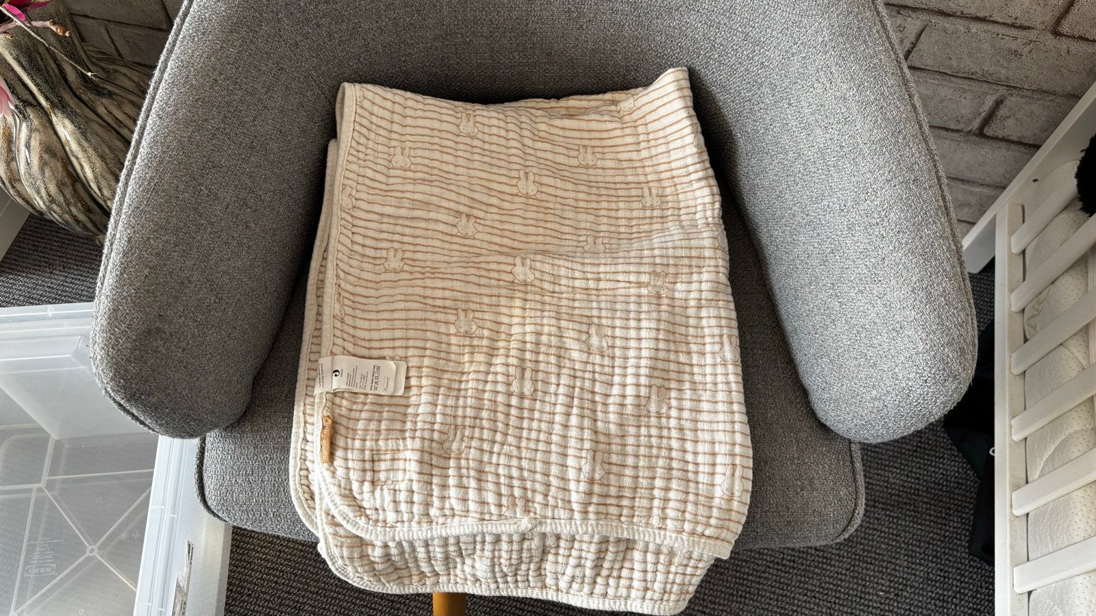 Jollein Nijntje Baby Deken Hydrofiel - Beige/Wit, Jollein, Ophalen of Verzenden, Zo goed als nieuw, Ademend