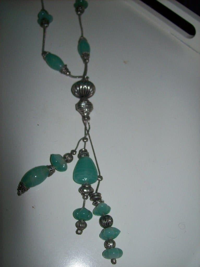 Ketting Zilvertint Groene Fraaie steen Kwast Hanger, Sieraden, Tassen en Uiterlijk, Kettingen, Verzenden, Nieuw, Steen of Mineraal