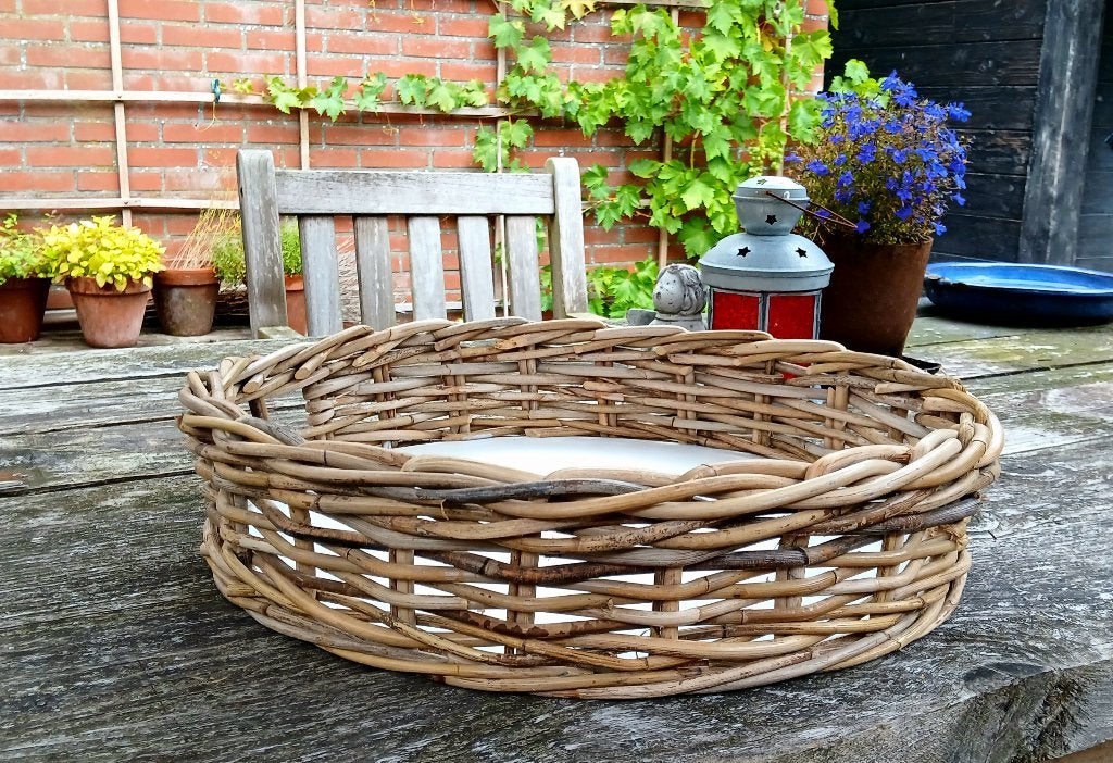 47 cm rotan tray - dienblad - plantenschaal - fruitschaal, Huis en Inrichting, Gebruikt, Natuurlijk materiaal, Rond, Ophalen of Verzenden