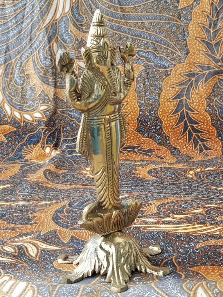 Oud vintage koper beeldje uit India van Ganesha 17,8 cm., Ophalen of Verzenden
