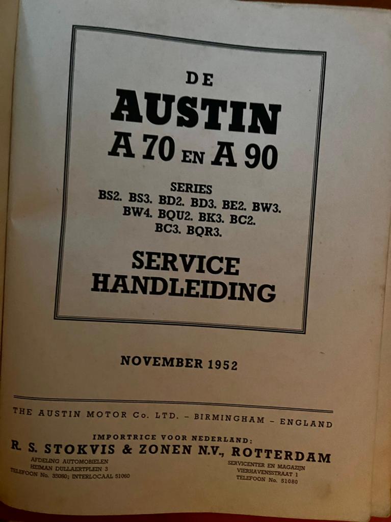 Austin A 70 en A 90 service handleiding, Ophalen of Verzenden