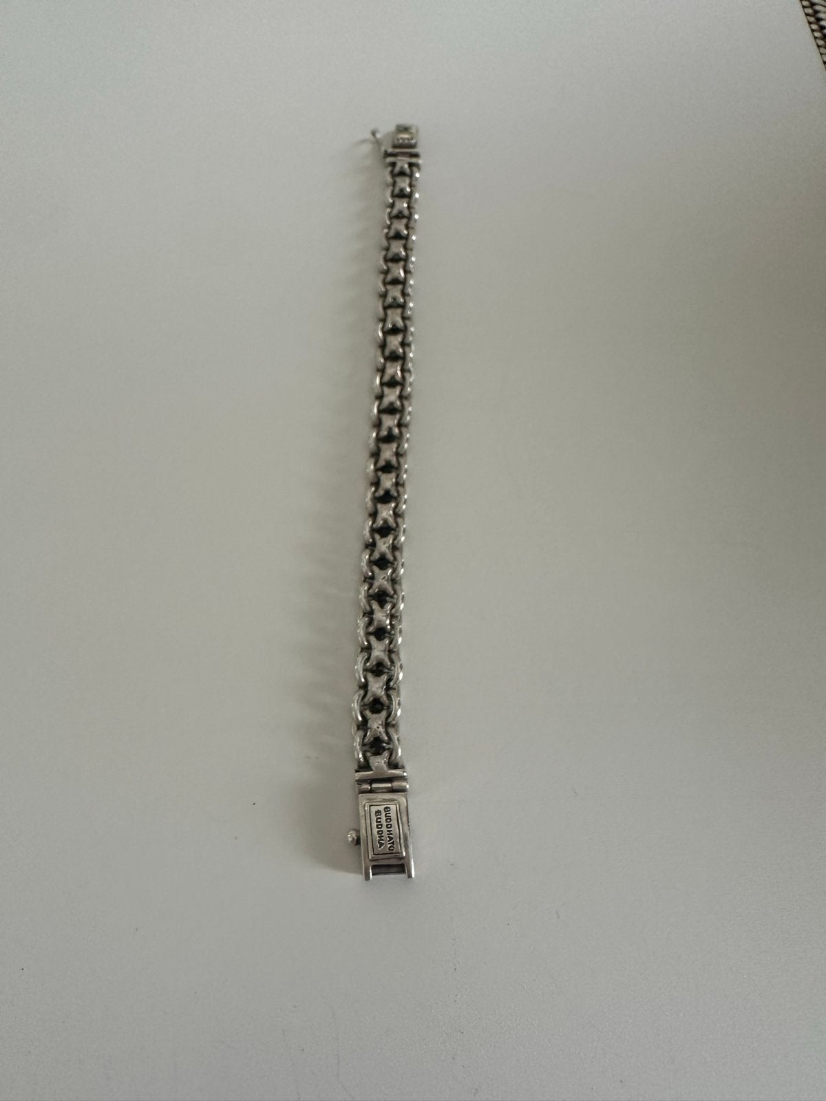 Buddha to Buddha armband zilveren schakelarmband, Ophalen of Verzenden, Gebruikt, Zilver