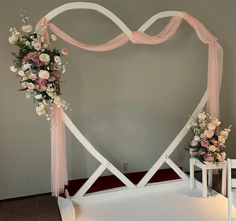 Houten Hart Backdrop voor Bruiloft - Wit, Demontabel, Ophalen, Nieuw, Versiering, Geboorte of Huwelijk