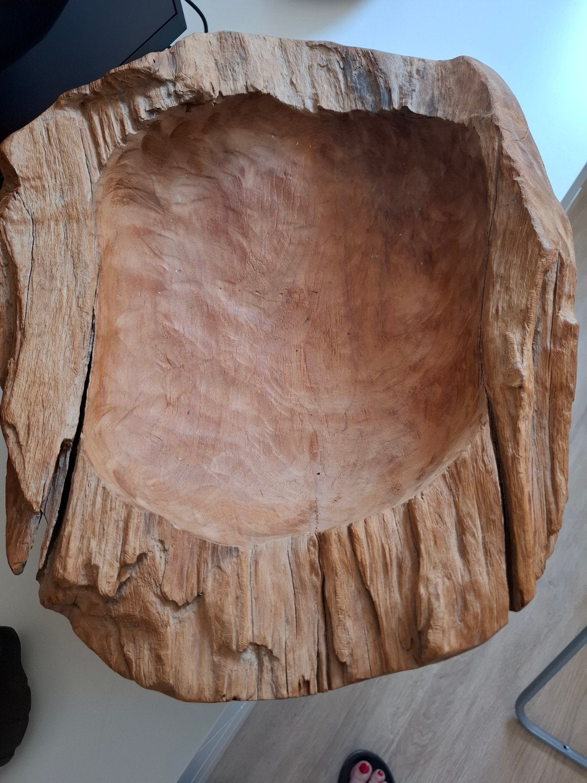 Robuuste houten schaal - Decoratief of fruitschaal, Ophalen, Gebruikt, Schaal, Handgemaakt