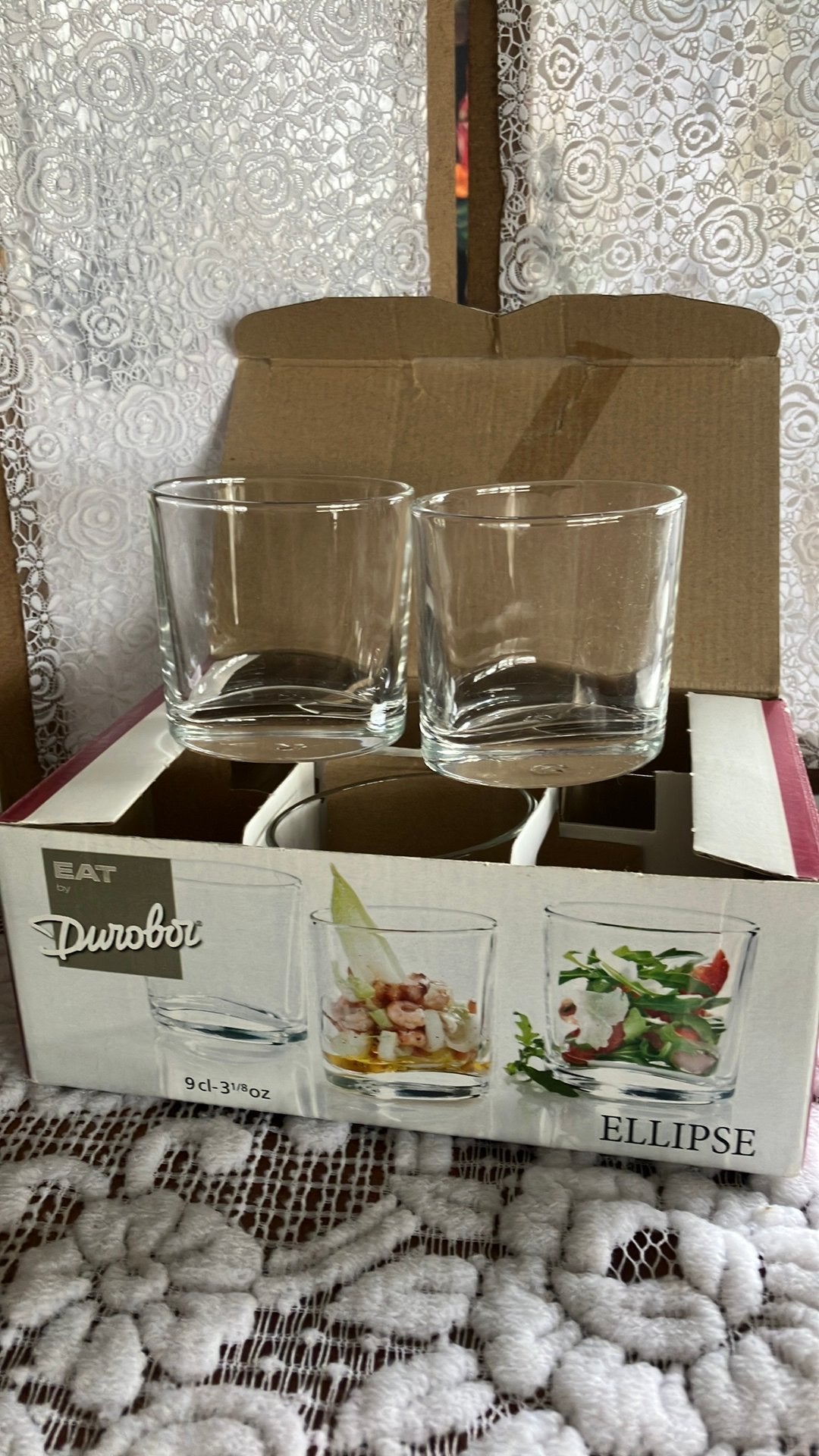 6 ovale amuse glaasjes van Duroboi ( Ellipse ), Ophalen of Verzenden, Zo goed als nieuw, Borrel- of Shotglas