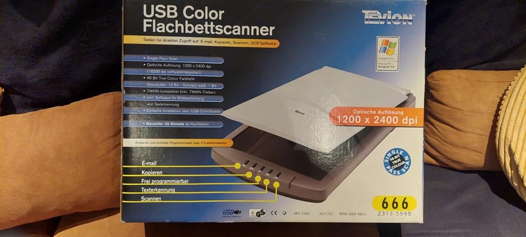 Nieuwe Tevion USB Color Flatbedscanner - 1200x2400 dpi, Tevion, Nieuw, Ophalen of Verzenden, Windows