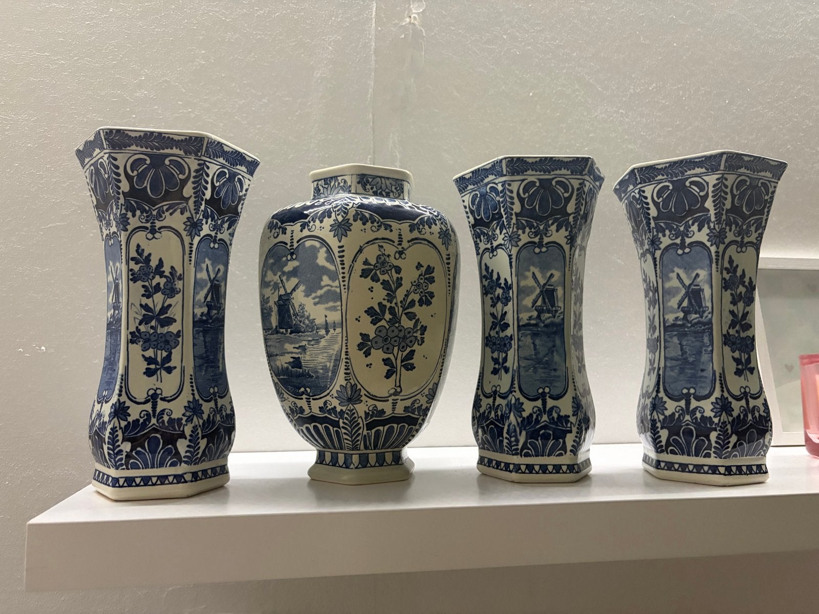 Prachtige Delfts Blauwe Vazen Set - Handgeschilderd, Ophalen