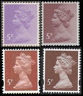 ENGELAND E.II. 5p. Decimal Machin frankeerzegels, 16 Variëte, Verzenden, Postfris