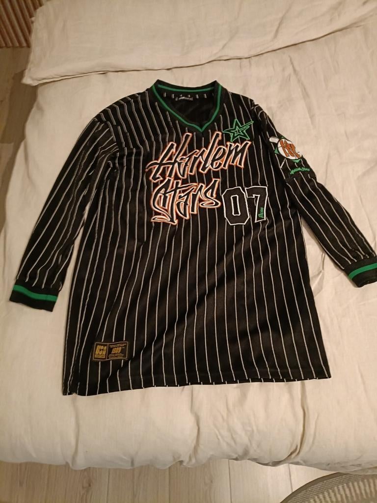 Oversized Baseball T-shirt - Harlem 07, Zwart, Ophalen of Verzenden, Zo goed als nieuw, Lange mouw