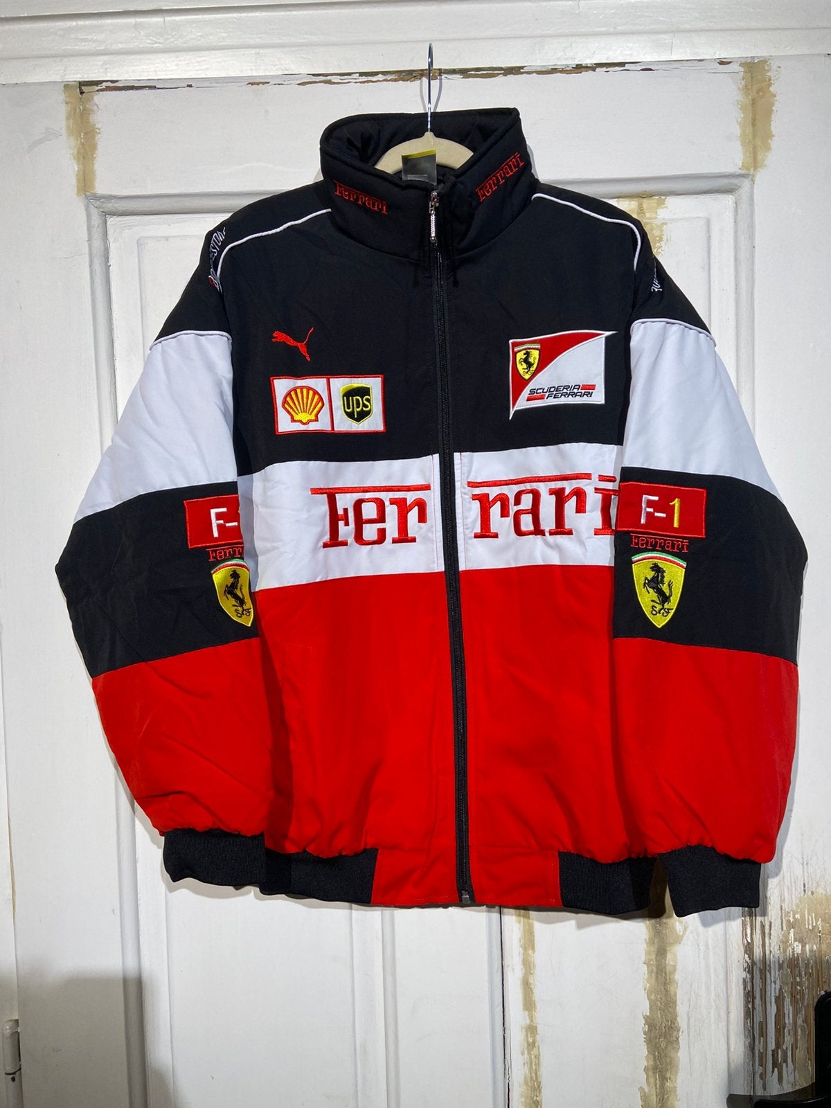Ferrari Bomberjack Racing (maat XL) Vintage white red, Ophalen of Verzenden, Zo goed als nieuw, Maat 56/58 (XL), Rood