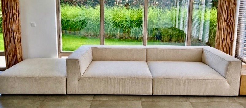 Tom Tailor Loungebank met Hocker - 3m breed, 1.25m diep, Ophalen, Zo goed als nieuw, Stof