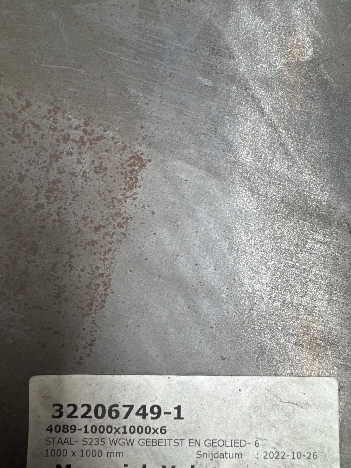Staalplaat 1000x1000x6 mm - S235 WG, Doe-het-zelf en Verbouw, Metalen, Ophalen, B, Nieuw, IJzer