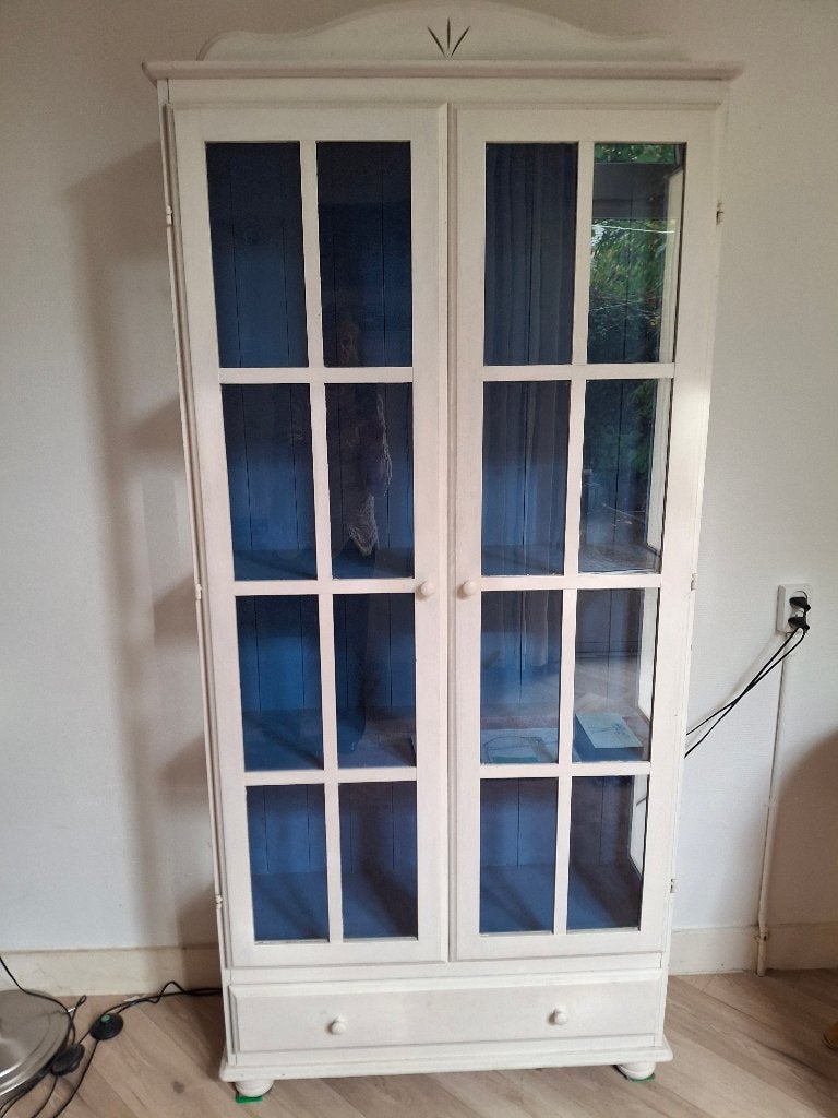 wit met blauwe Ikea servieskast, Modern-landelijk, Met lade(s), Zo goed als nieuw, 150 tot 200 cm