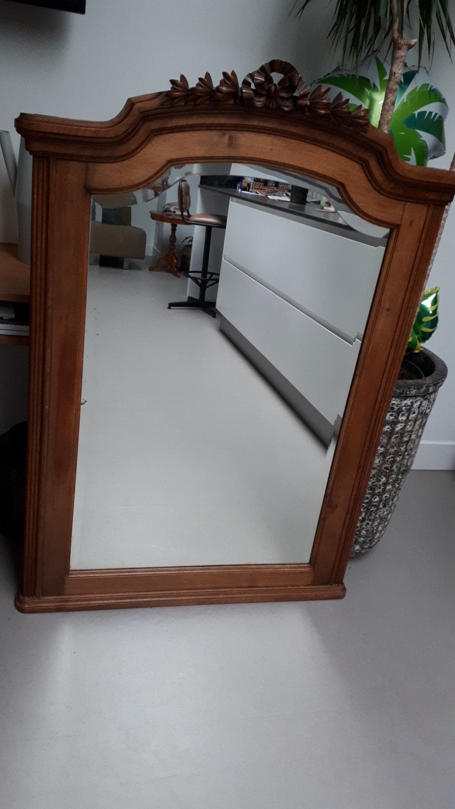 brocante spiegel hout, Antiek en Kunst, Ophalen