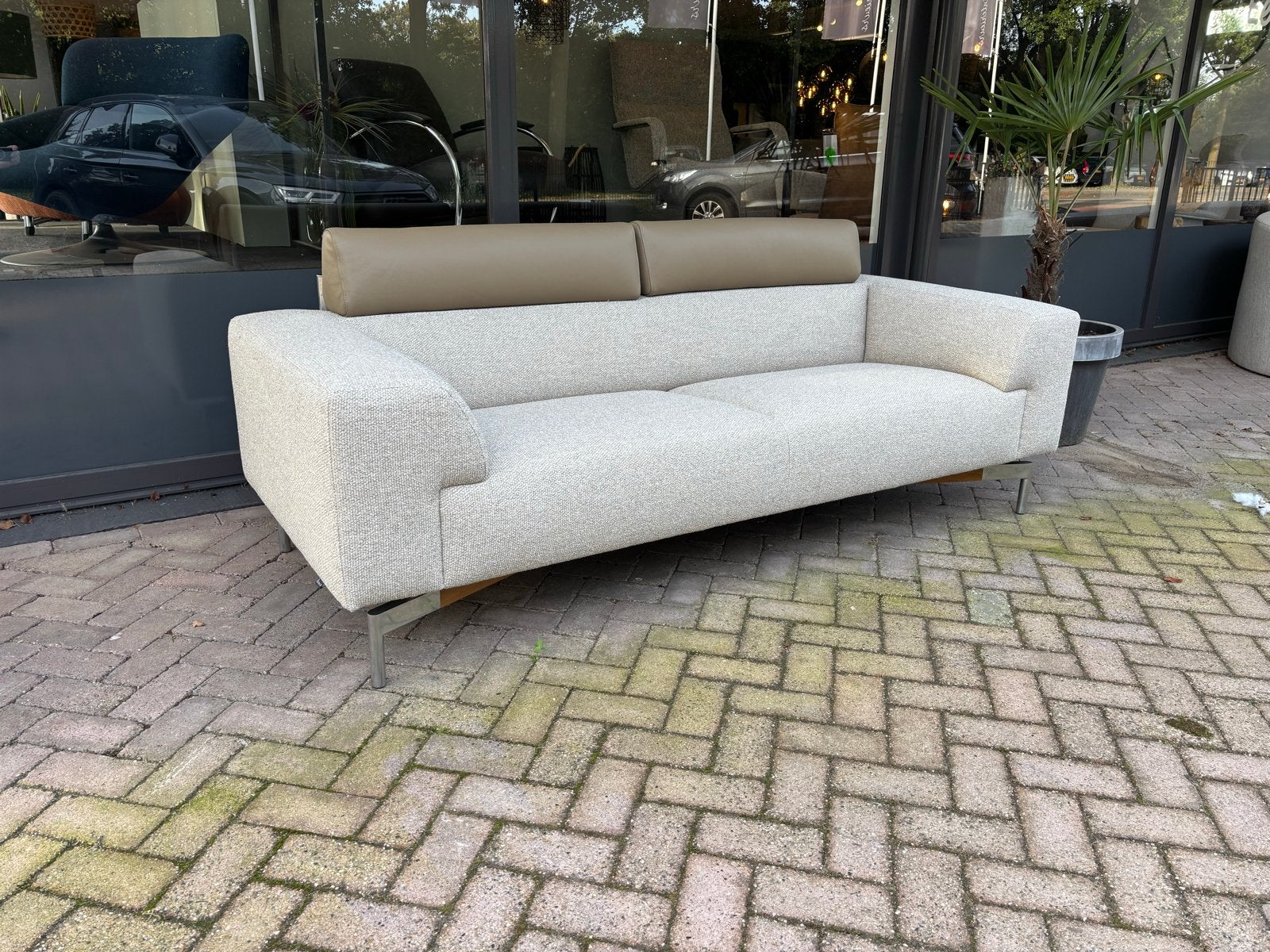 Leolux Howlo ploegstof/ leder, Driepersoons, 75 tot 100 cm, Ophalen of Verzenden, Zo goed als nieuw
